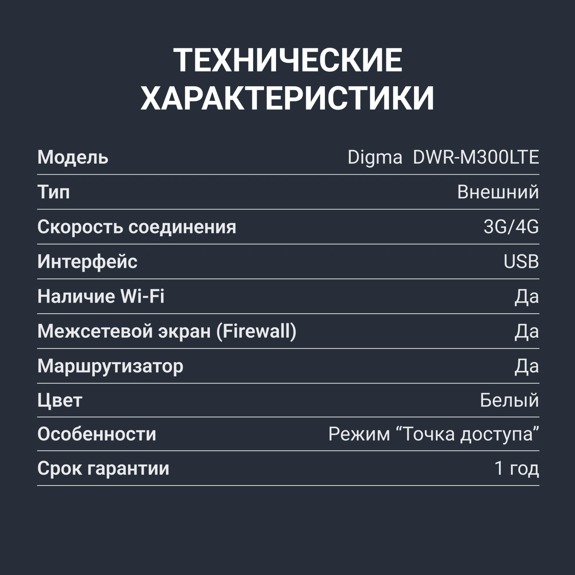 Модем 3G/4G Digma DWR-M300LTE USB Wi-Fi Firewall +Router внешний белый — миниатюра 20