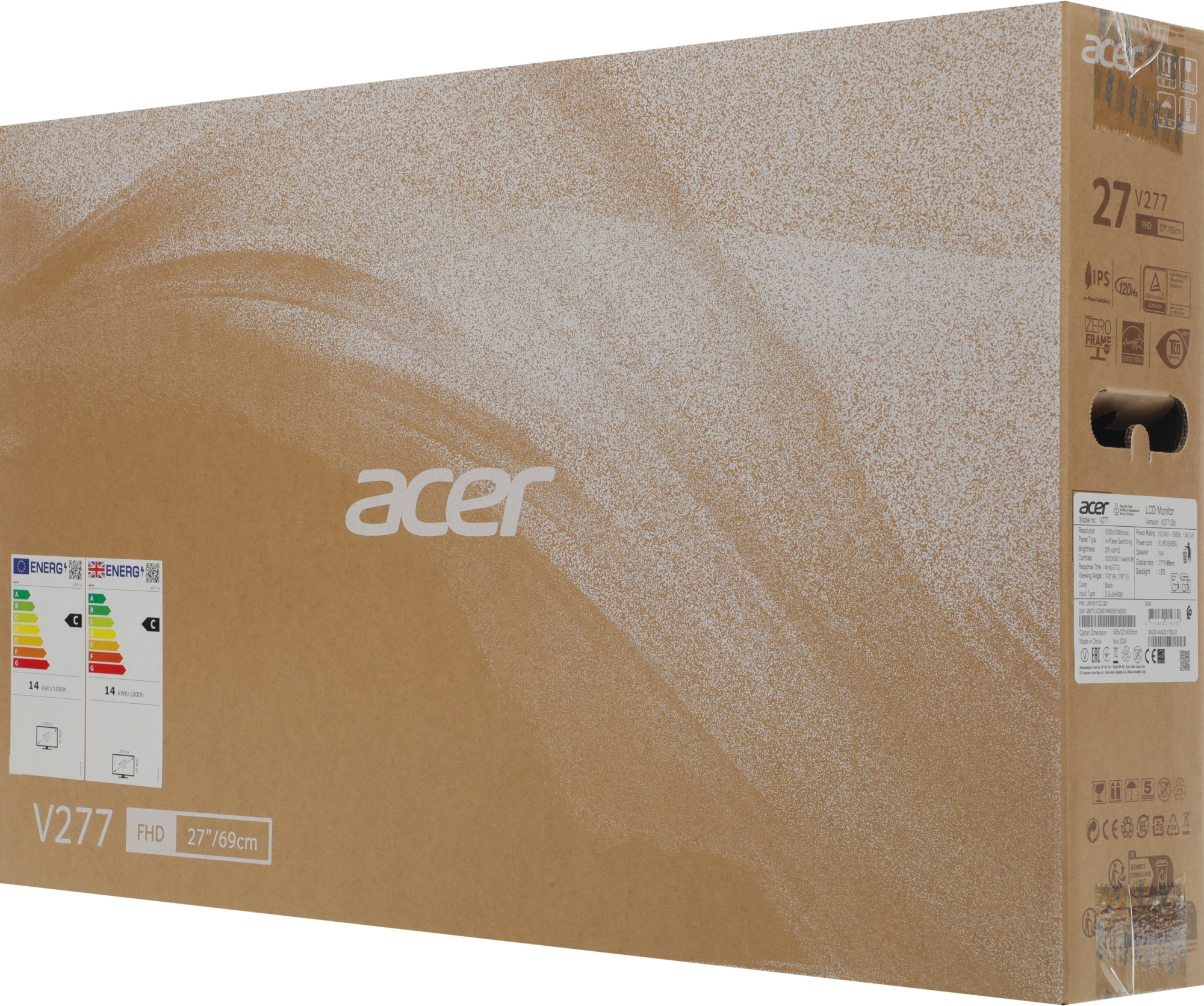 Монитор Acer 27" Vero V277Gbi черный IPS LED 4ms 16:9 HDMI матовая 250cd 178гр/178гр 1920x1080 120Hz FreeSync VGA FHD 3.64кг — миниатюра 12
