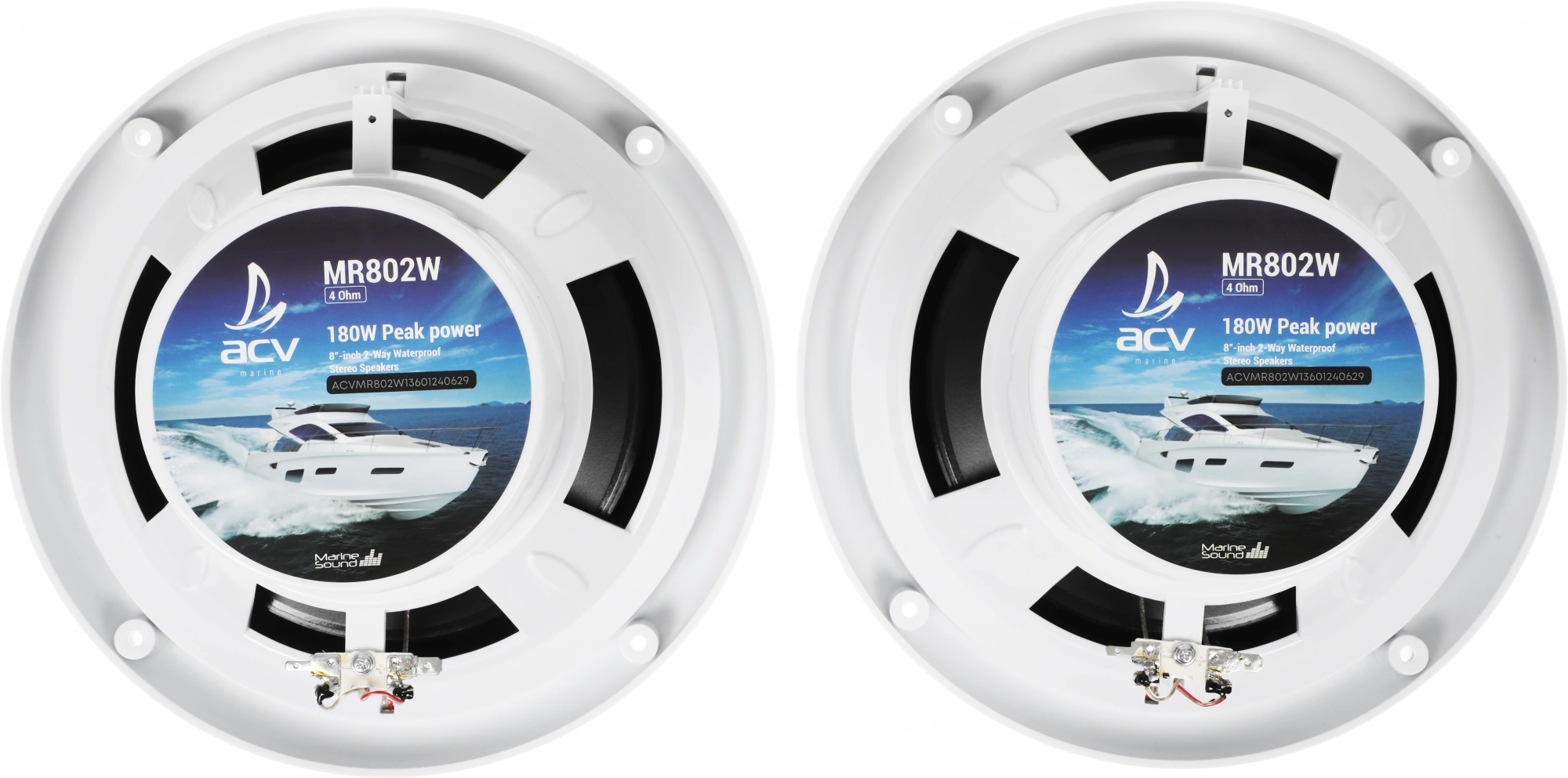 Колонки автомобильные ACV Marine MR802 80Вт 90дБ 4Ом 20см (8дюйм) (ком.:2кол.) коаксиальные двухполосные — миниатюра 2
