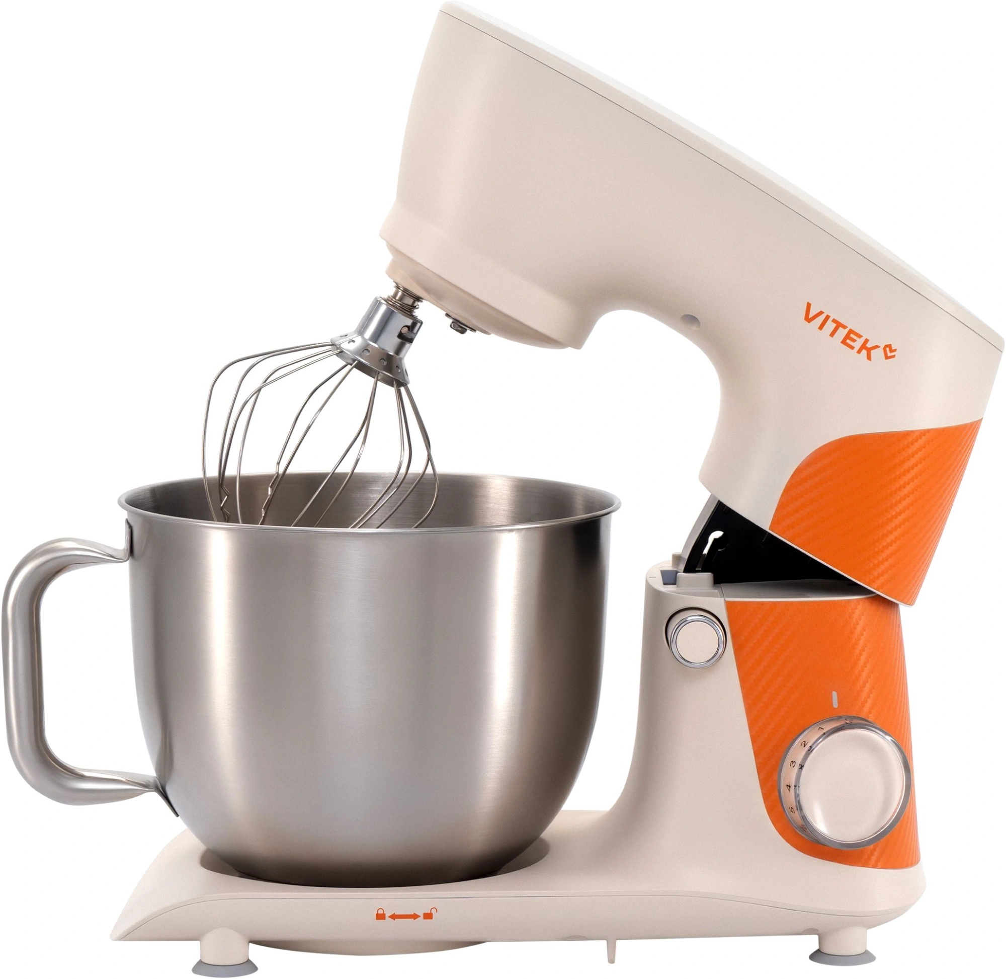 Миксер планетарный Vitek VT-PM0331 1800Вт кремовый/оранжевый — миниатюра 2
