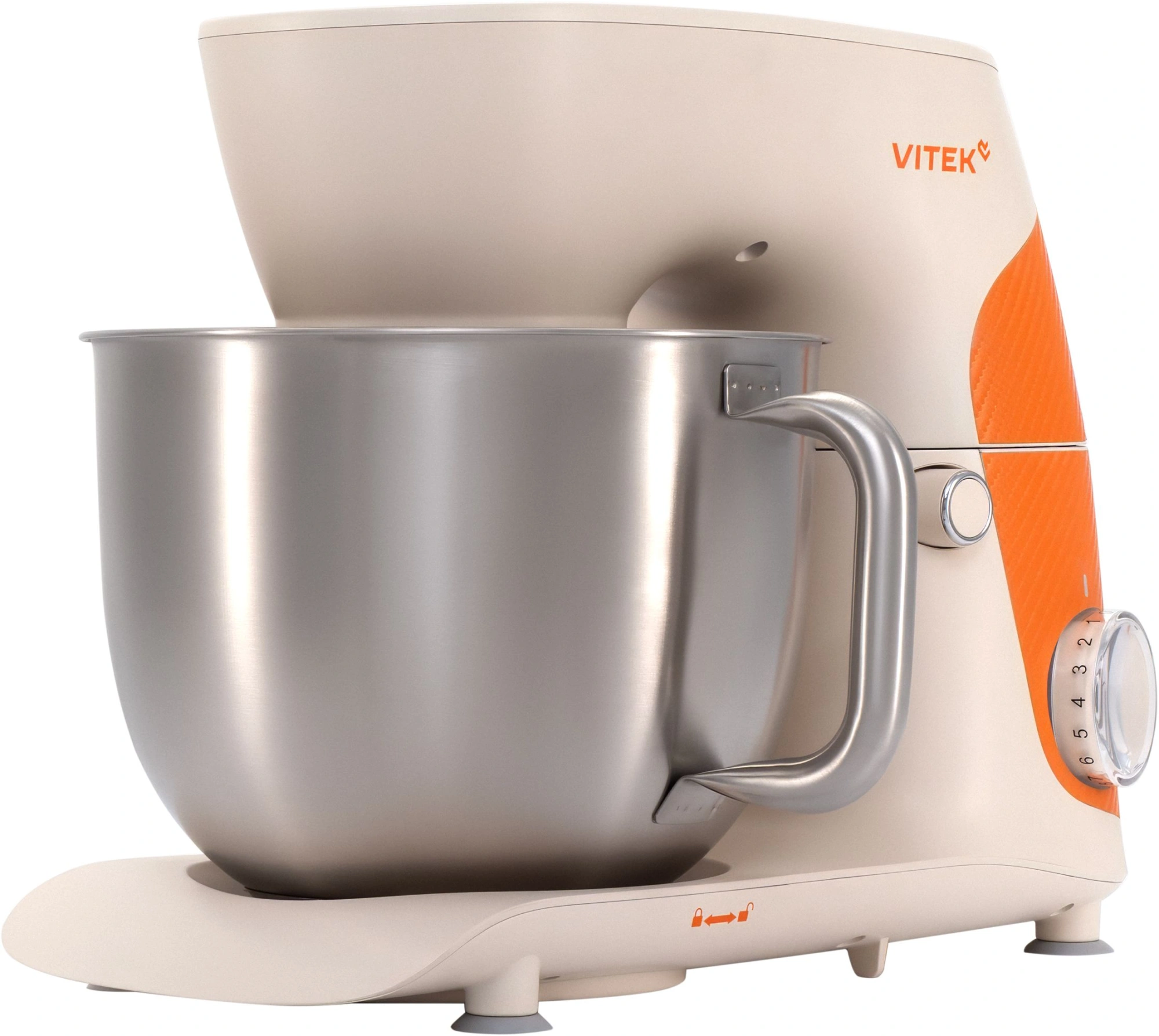 Миксер планетарный Vitek VT-PM0331 1800Вт кремовый/оранжевый — миниатюра 3