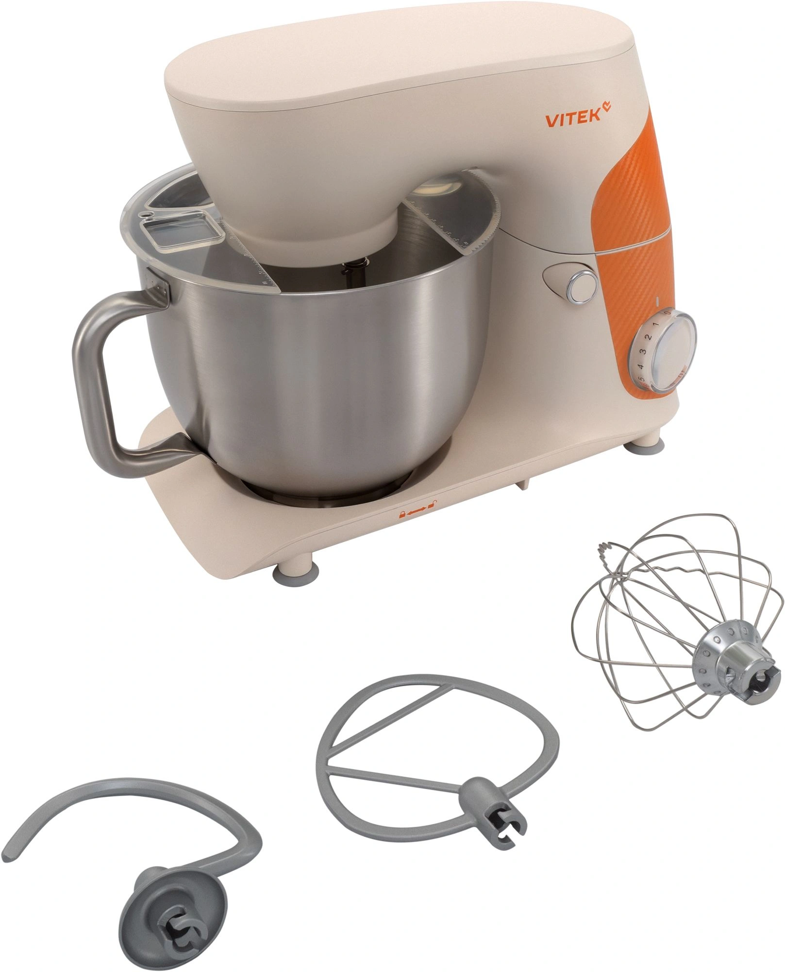 Миксер планетарный Vitek VT-PM0331 1800Вт кремовый/оранжевый — миниатюра 7