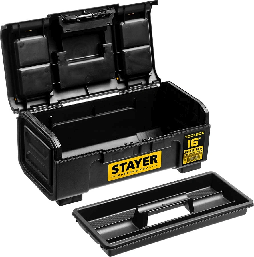Ящик для инструментов Stayer Professional 38167-16 13л 1отд. черный/желтый — миниатюра 3