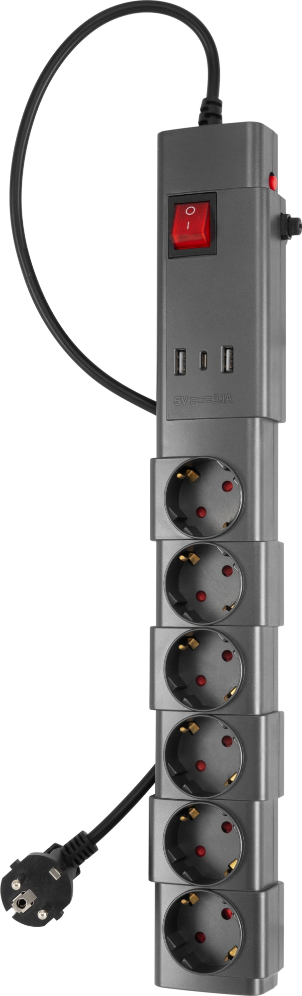 Сетевой фильтр Buro 600SPro-16-1.8-USB-G 1.8м (6 розеток) графитовый (коробка) — миниатюра 2