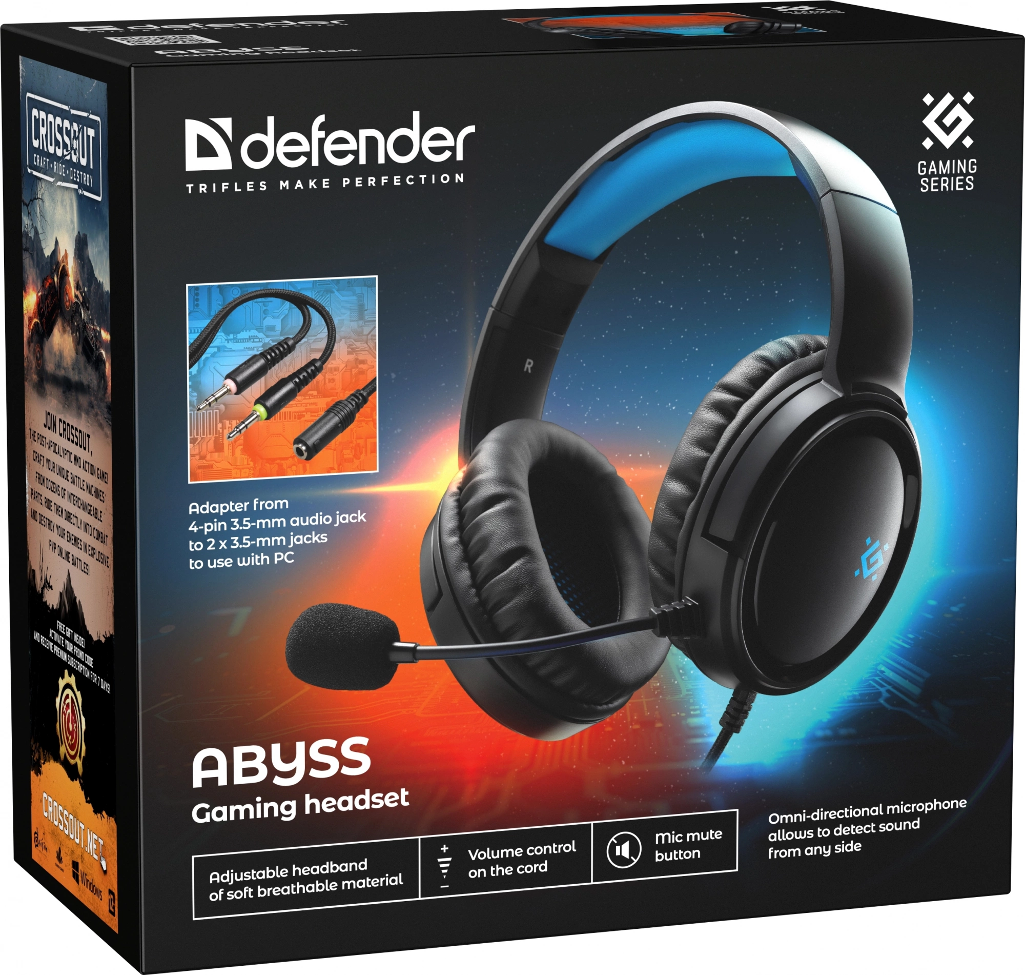 Наушники с микрофоном Defender Abyss черный 2м накладные оголовье (64548) — миниатюра 12