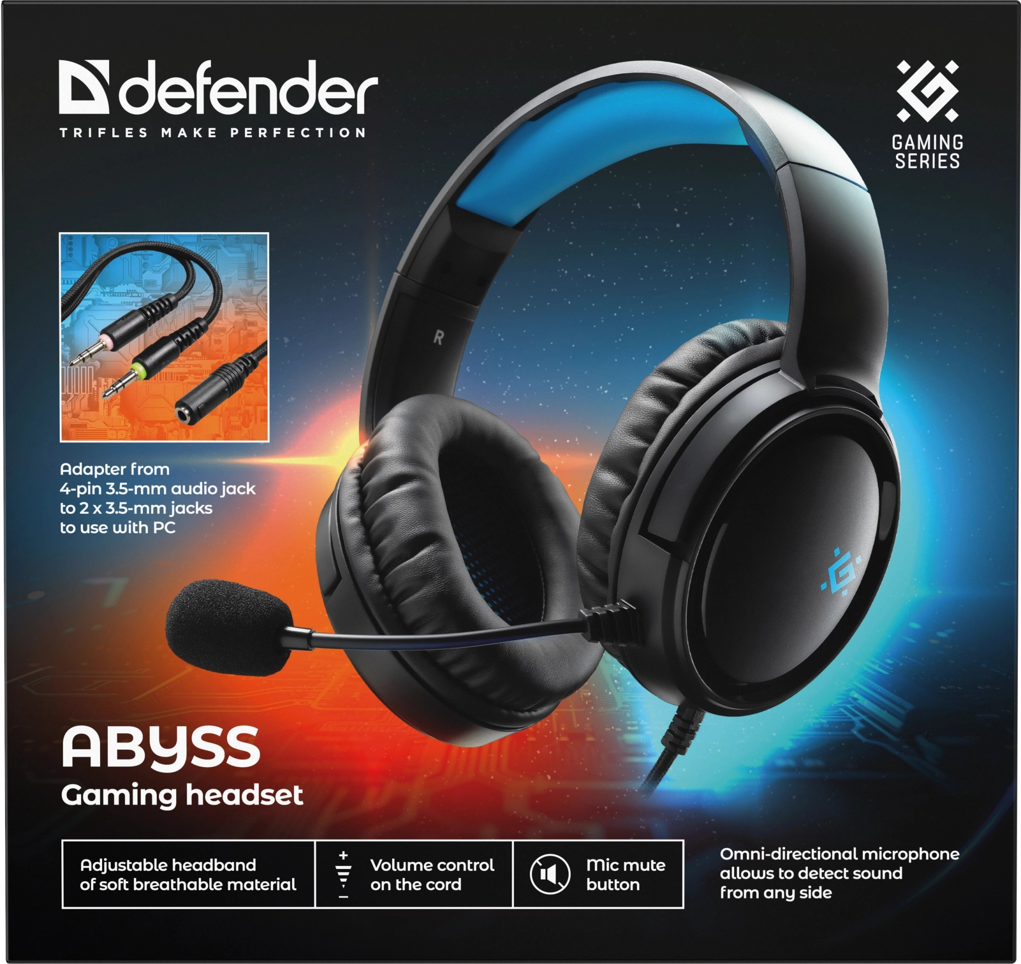 Наушники с микрофоном Defender Abyss черный 2м накладные оголовье (64548) — миниатюра 13