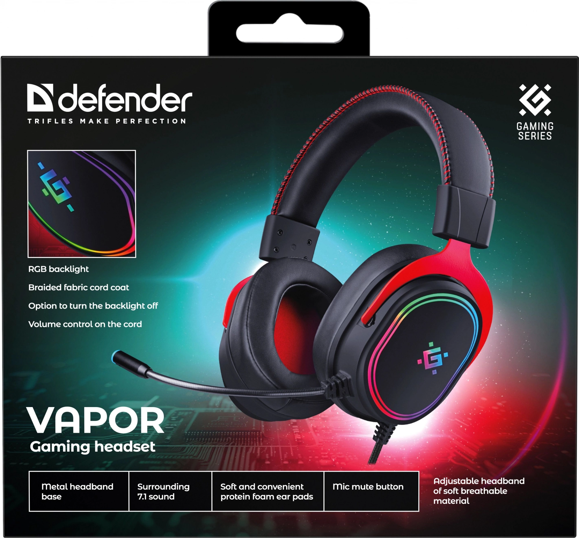 Наушники с микрофоном Defender Vapor черный 2.2м накладные USB оголовье (64584) — миниатюра 2