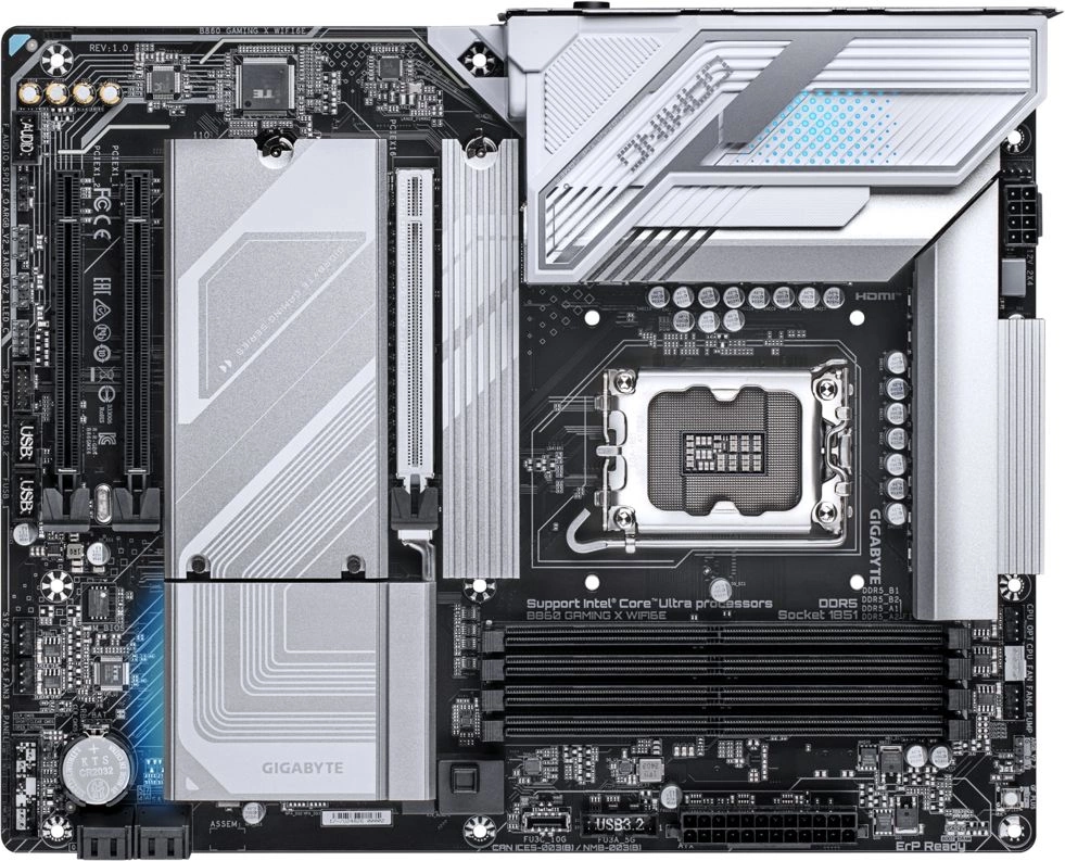 Материнская плата Gigabyte B860 GAMING X WIFI6E Soc-1851 Intel B860 4xDDR5 ATX AC`97 8ch(7.1) 2.5Gg RAID+HDMI+DP — фото 1