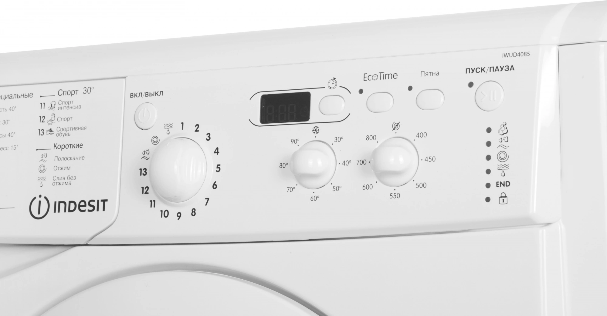 Стиральная машина Indesit IWUD 4085 класс: A загр.фронтальная макс.:4кг белый — миниатюра 8