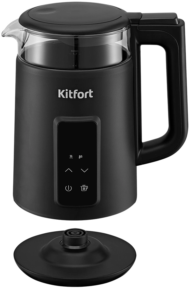 Чайник электрический Kitfort КТ-6714 1.7л. 2200Вт черный корпус: стекло/пластик — миниатюра 3