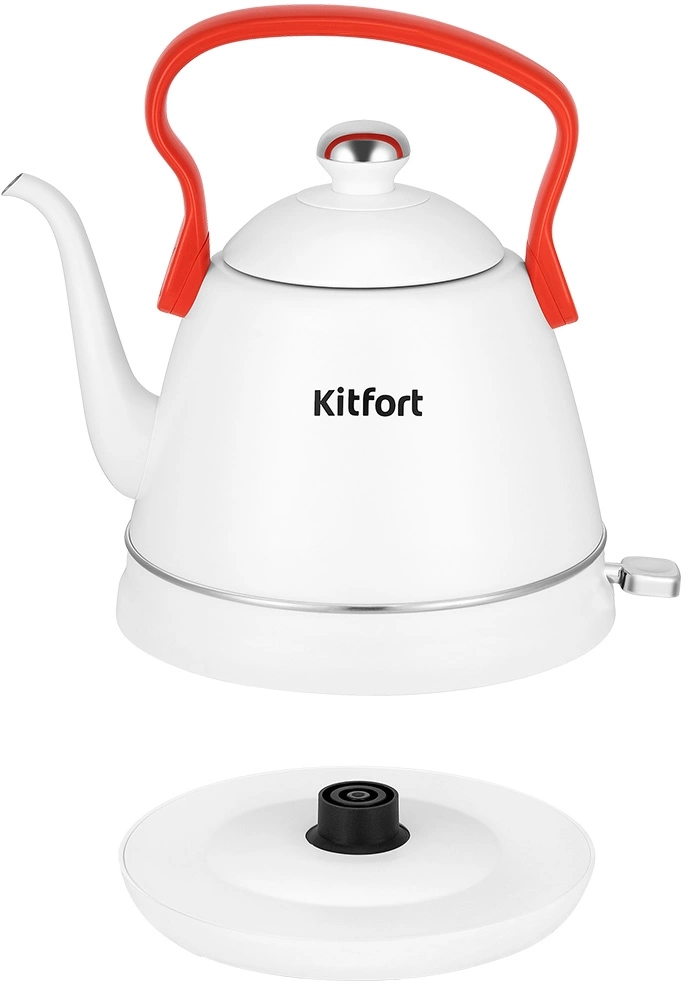 Чайник электрический Kitfort КТ-6793 1л. 1500Вт белый/красный корпус: металл — миниатюра 5