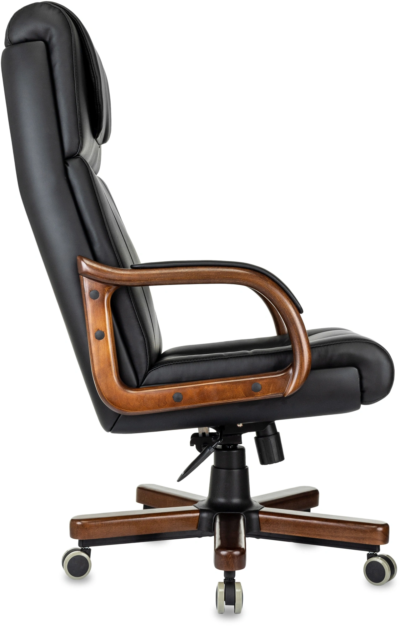 Кресло руководителя Бюрократ T-9933Walnut черный экокожа крестов. металл/дерево — миниатюра 8