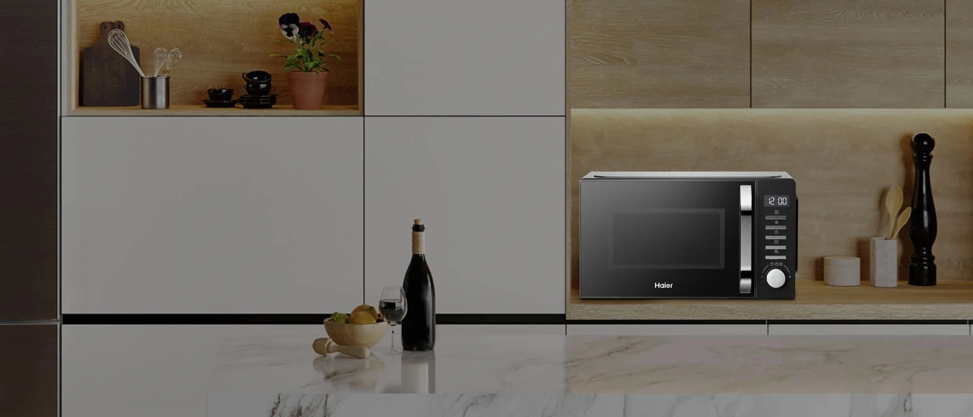 Микроволновая Печь Haier HMB-DM208BA 20л. 800Вт черный — миниатюра 2