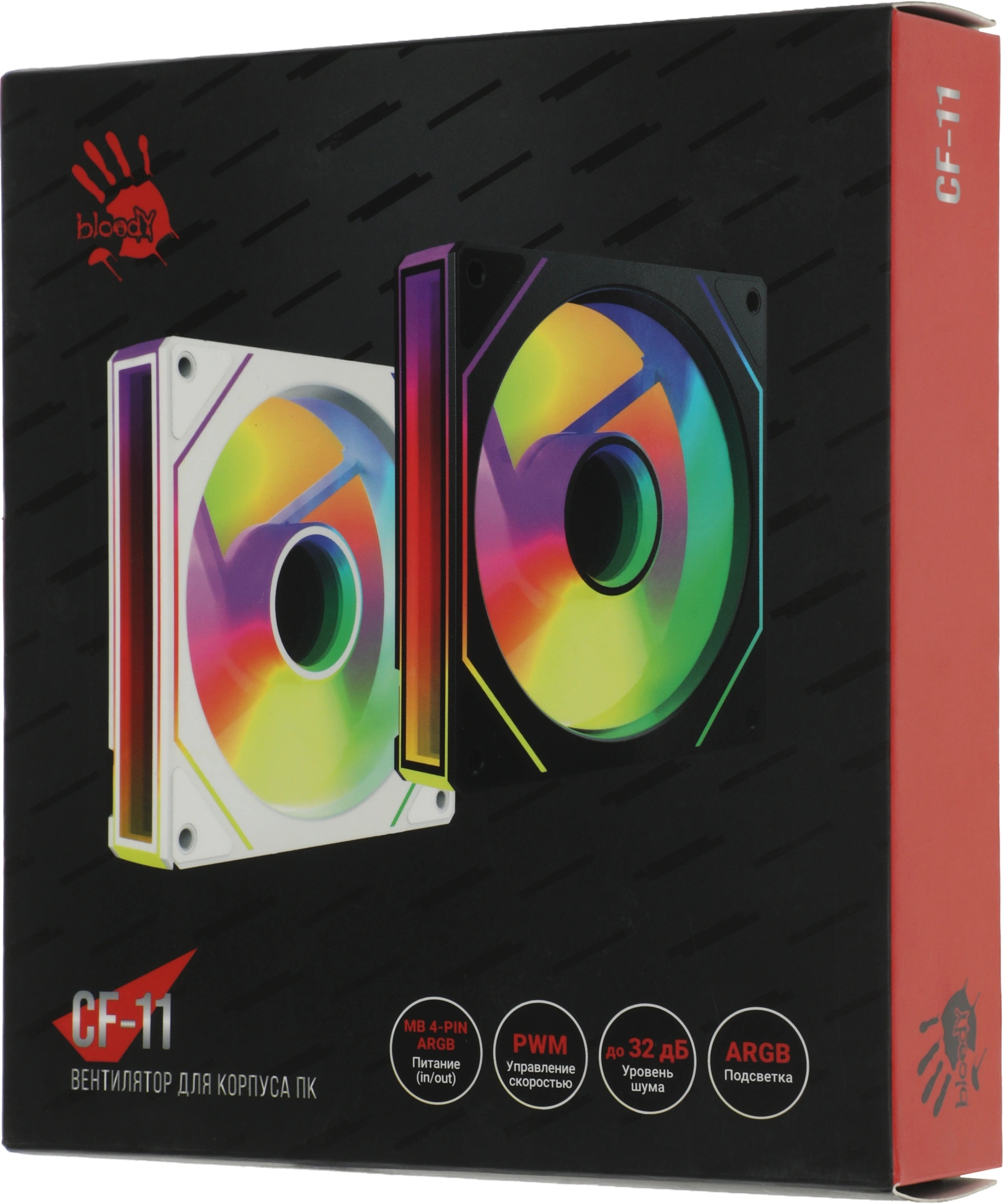 Вентилятор для корпуса Bloody CF-11 LCD ARGB 120х120x25 черный 4-pin 32дБ (упак.:1шт) (CF-11-ARGB120-BK) Ret — миниатюра 13