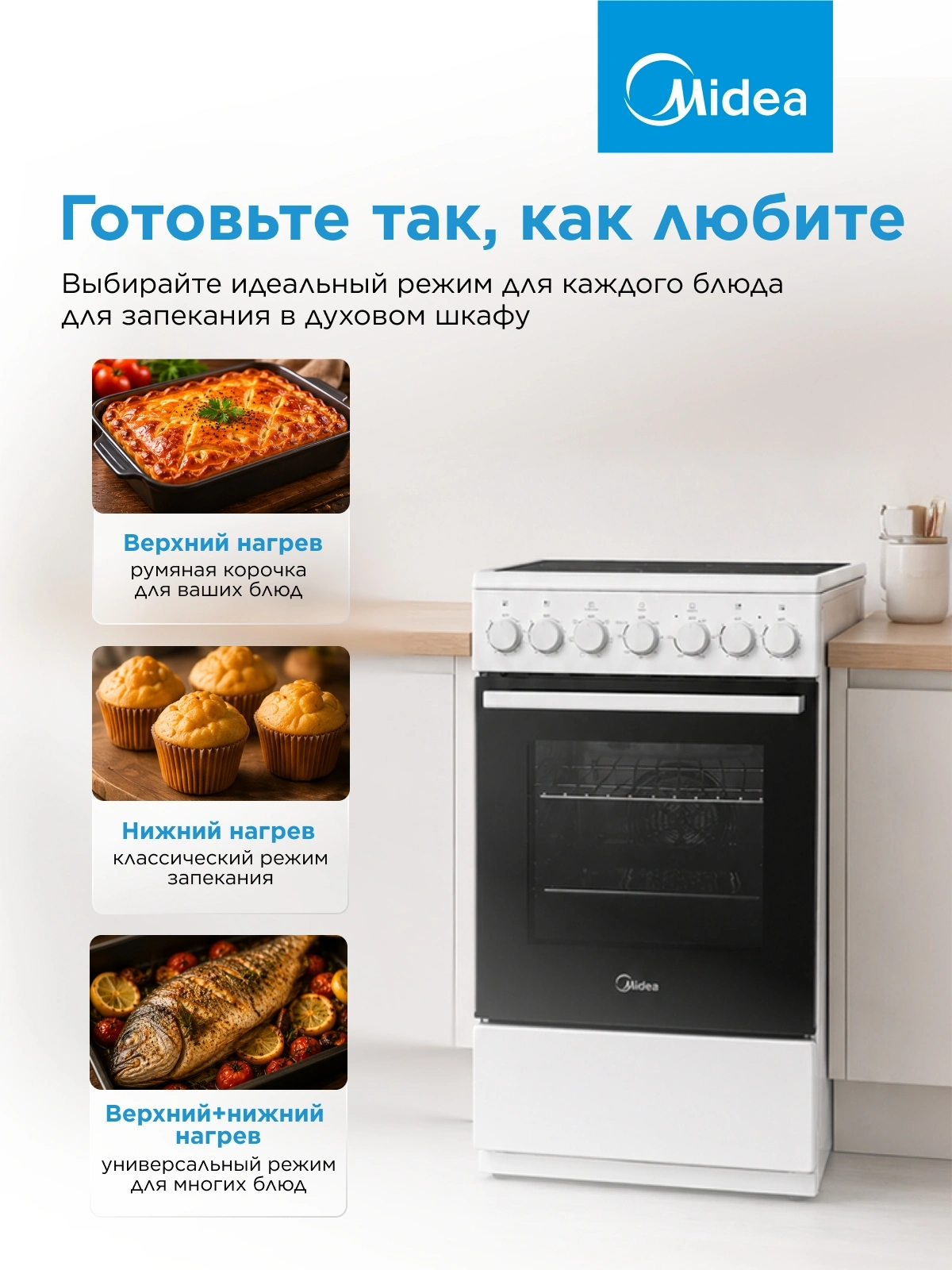 Плита Электрическая Midea MFO-M4E20T4E(WH) белый/черный стеклокерамика (без крышки) — миниатюра 14