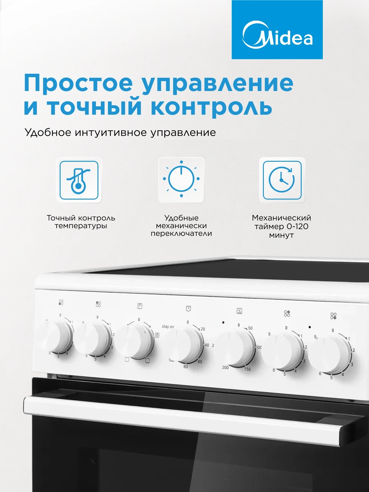 Плита Электрическая Midea MFO-M4E20T4E(WH) белый/черный стеклокерамика (без крышки) — миниатюра 16