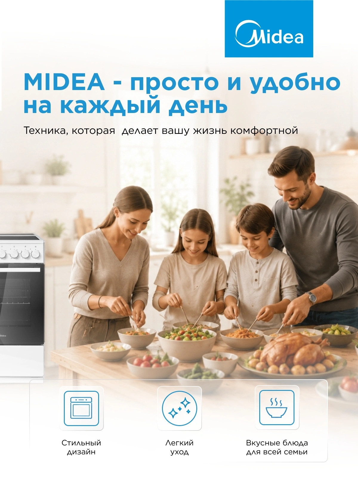 Плита Электрическая Midea MFO-M4E20T4E(WH) белый/черный стеклокерамика (без крышки) — миниатюра 19