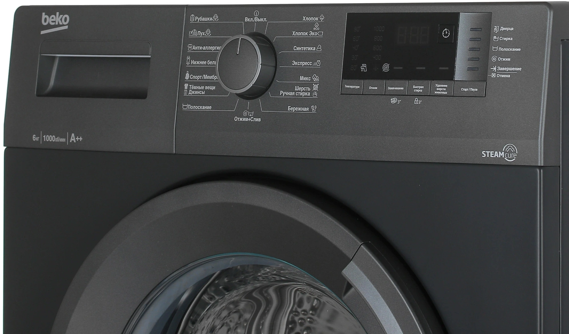 Стиральная машина Beko WSRE6512ZAA класс: A загр.фронтальная макс.:6кг антрацит — миниатюра 4