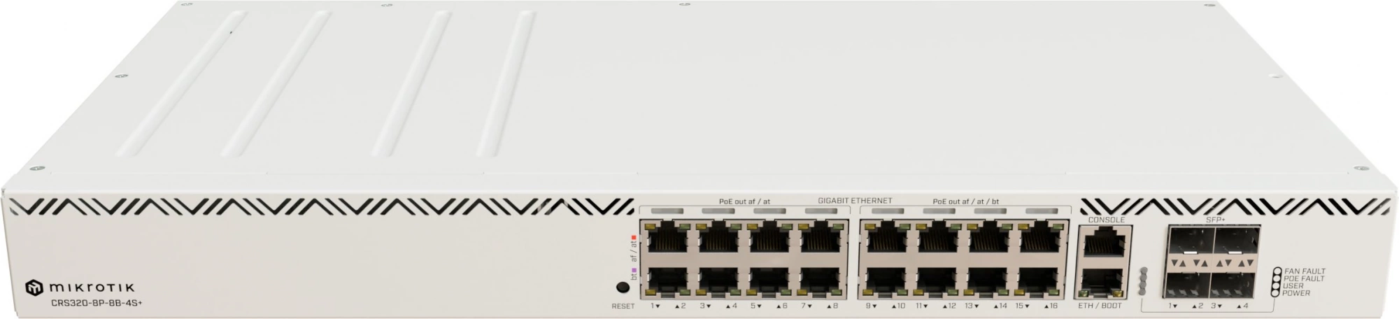 Коммутатор MikroTik CRS320-8P-8B-4S+RM (L3) 16x1Гбит/с 4xКомбо(10GBase-T/SFP+) 4SFP+ 16PoE 963W управляемый — миниатюра 2