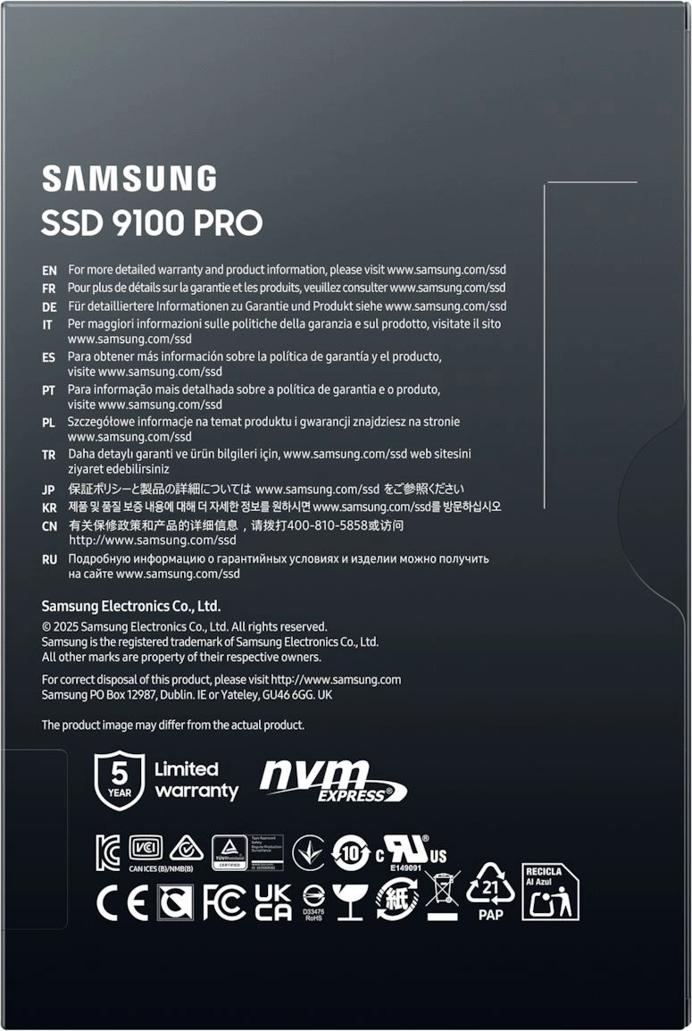 Накопитель SSD Samsung PCIe 5.0 x4 2TB MZ-VAP2T0BW 9100 PRO M.2 2280 — миниатюра 6