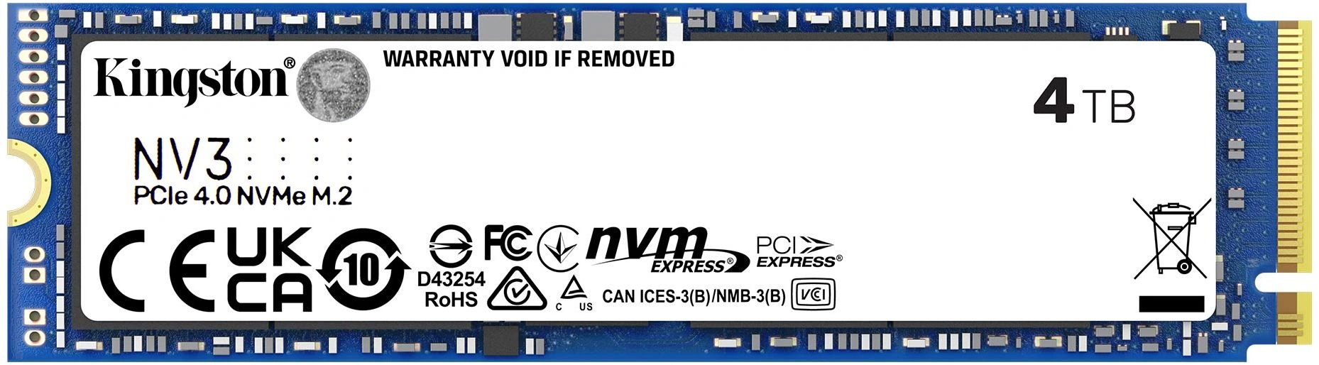 Накопитель SSD Kingston PCIe 4.0 x4 4TB SNV3S/4000G NV3 M.2 2280