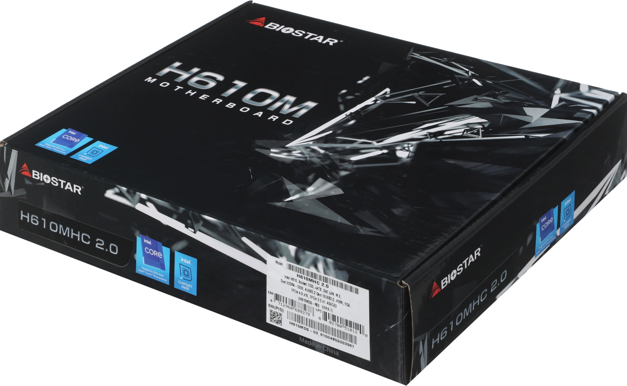 Материнская плата Biostar H610MHC 2.0 Soc-1700 Intel H610 2xDDR4 mATX AC`97 8ch(7.1) GbLAN+VGA+HDMI — миниатюра 2