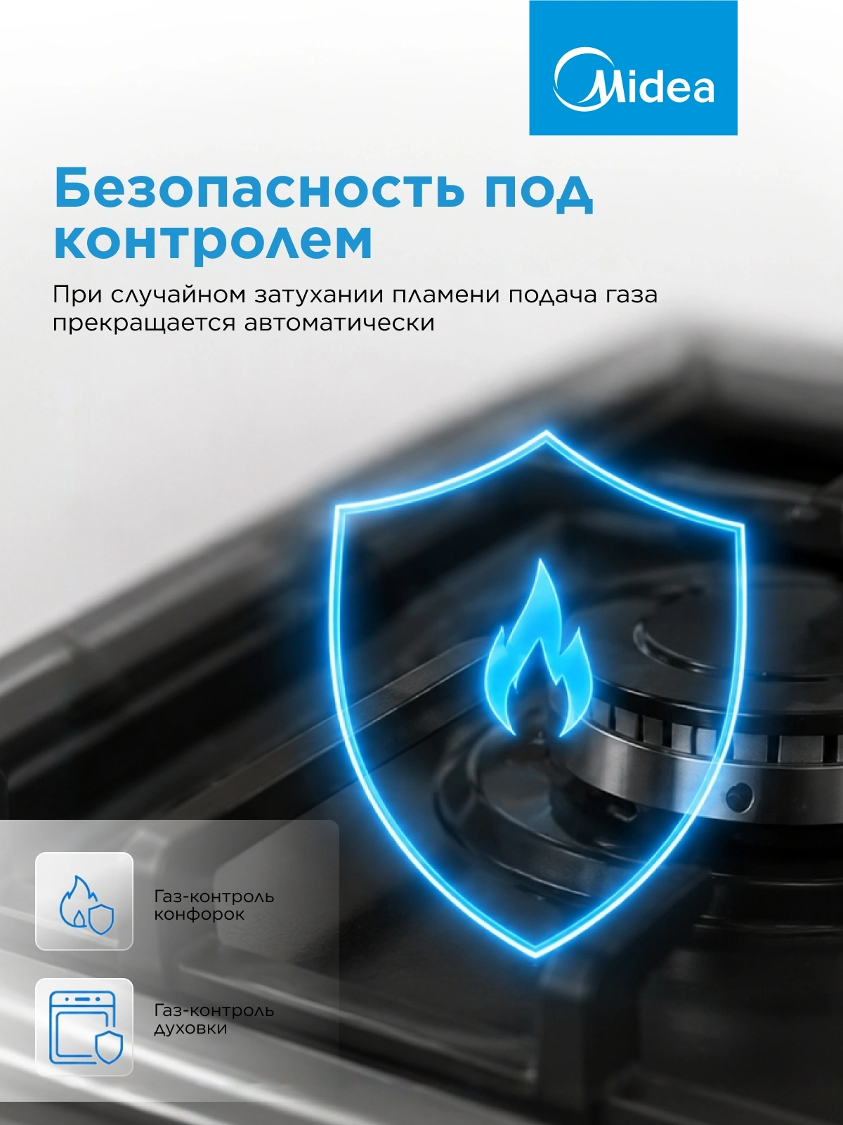 Плита Газовая Midea MFO-M4G20T0E(SL) серебристый/черный (стеклянная крышка) реш.чугун — миниатюра 31