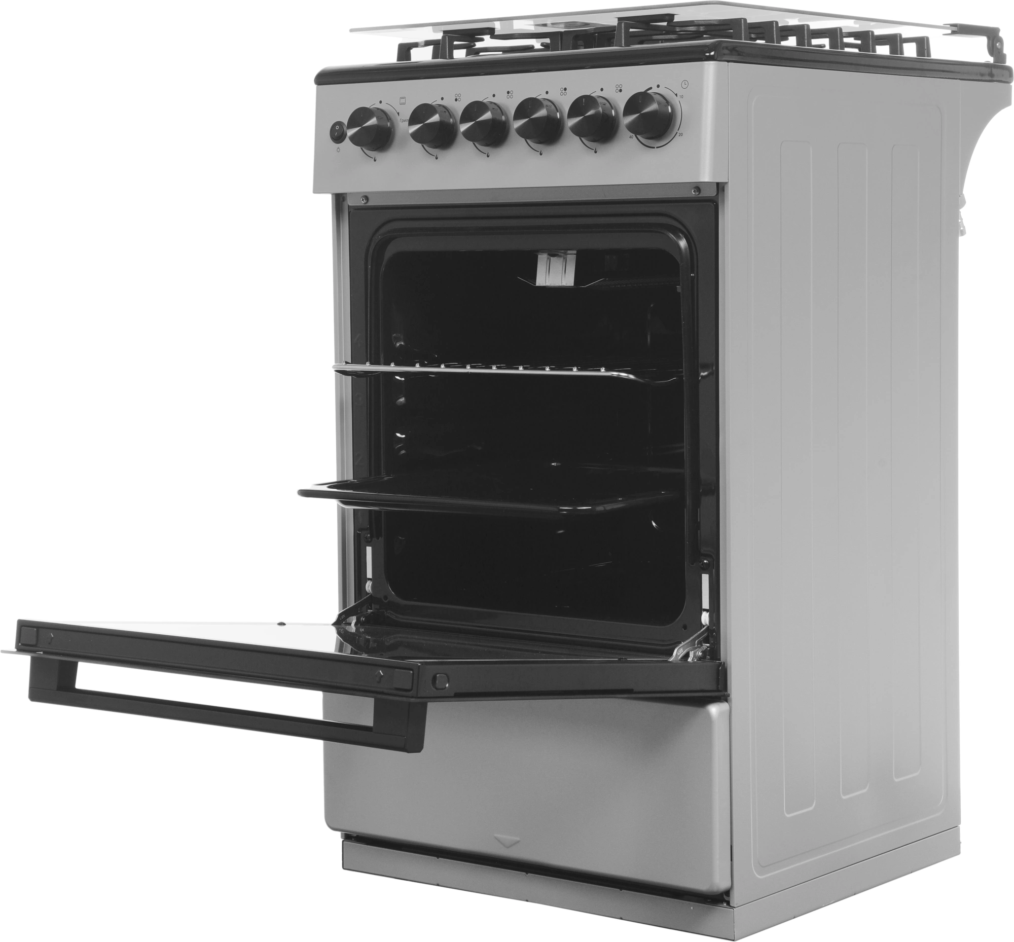 Плита Газовая Midea MFO-M4G20T0E(SL) серебристый/черный (стеклянная крышка) реш.чугун — миниатюра 6