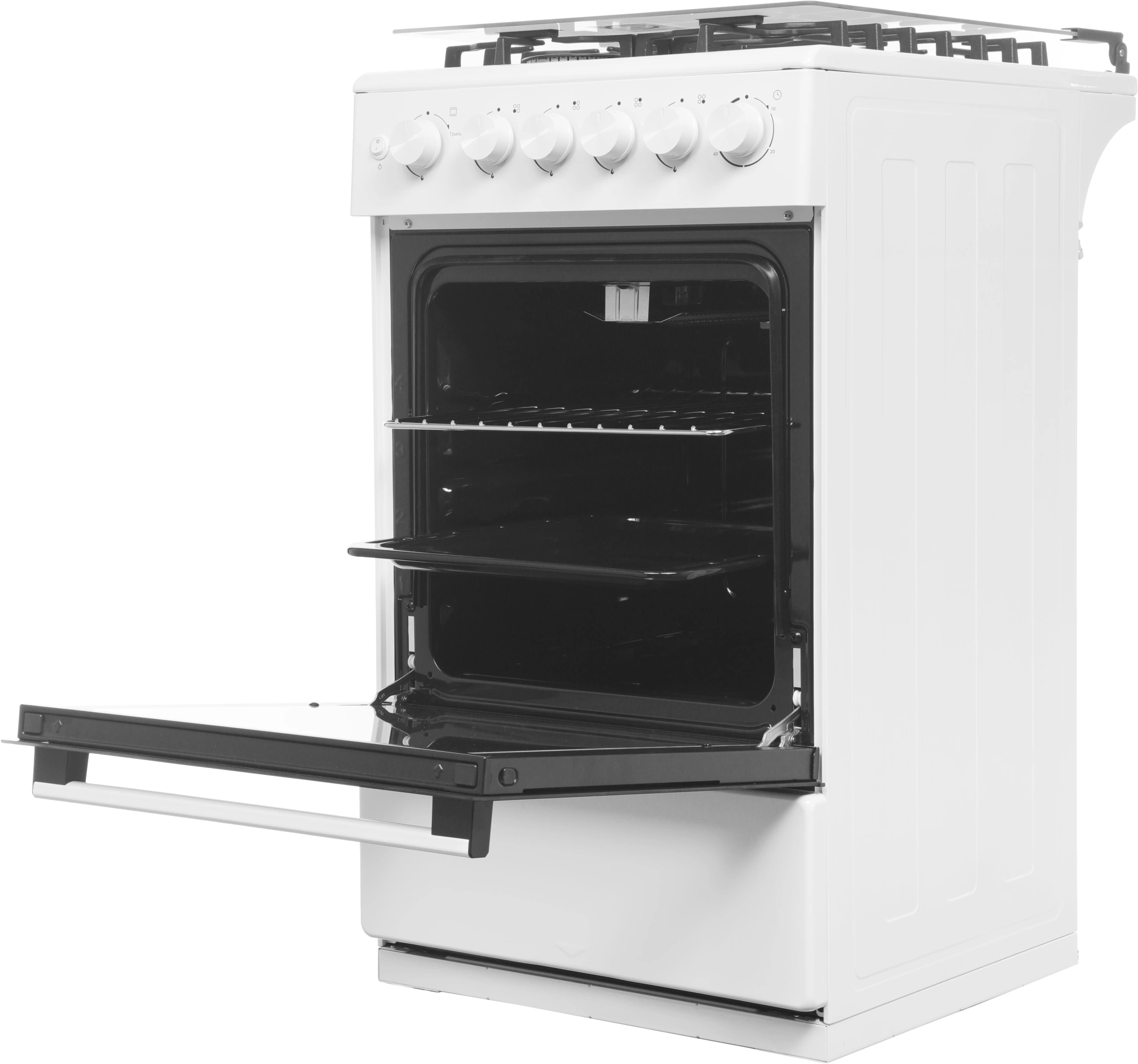 Плита Газовая Midea MFO-M4G20T0E(WH) белый/черный (стеклянная крышка) реш.чугун — миниатюра 5