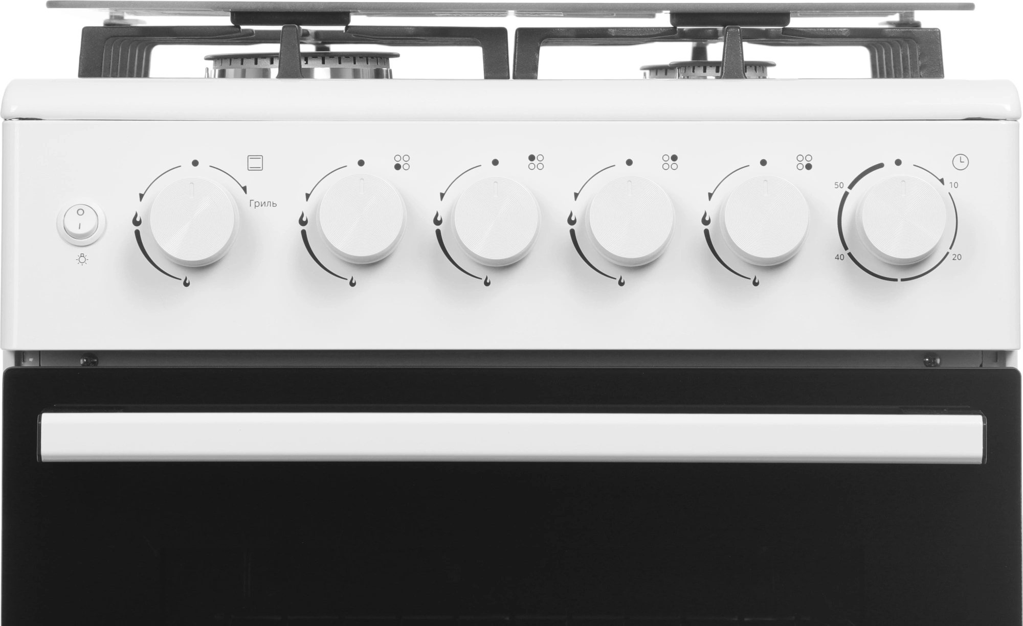 Плита Газовая Midea MFO-M4G20T0E(WH) белый/черный (стеклянная крышка) реш.чугун — миниатюра 3