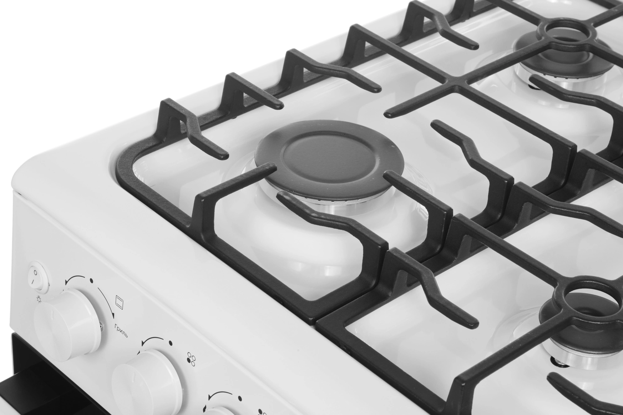 Плита Газовая Midea MFO-M4G20T0E(WH) белый/черный (стеклянная крышка) реш.чугун — миниатюра 14