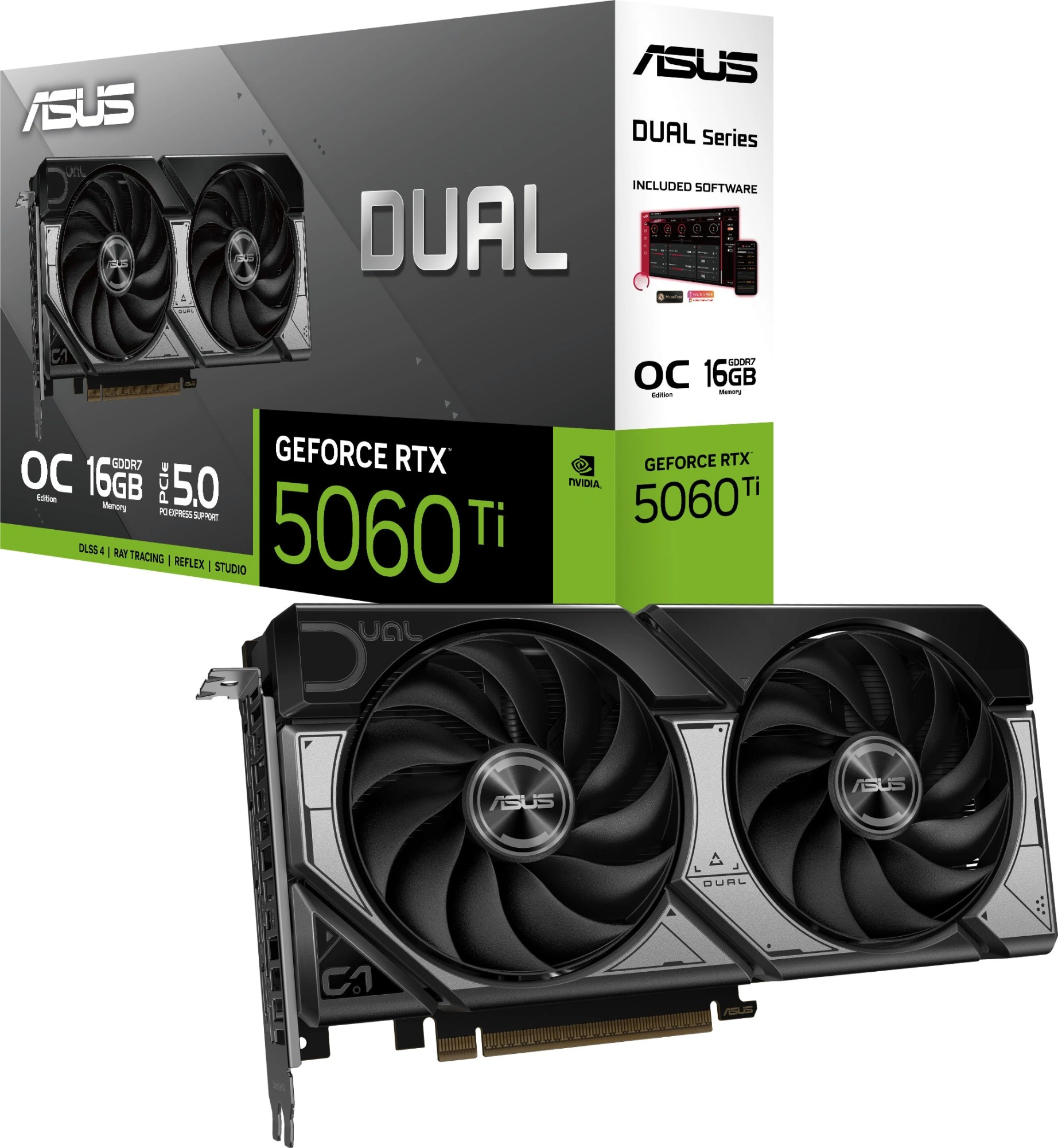 Видеокарта Asus PCI-E 5.0 DUAL-RTX5060TI-O16G NVIDIA GeForce RTX 5060TI 16Gb 128bit GDDR7 2602/28000 HDMIx1 DPx3 HDCP Ret — миниатюра 6