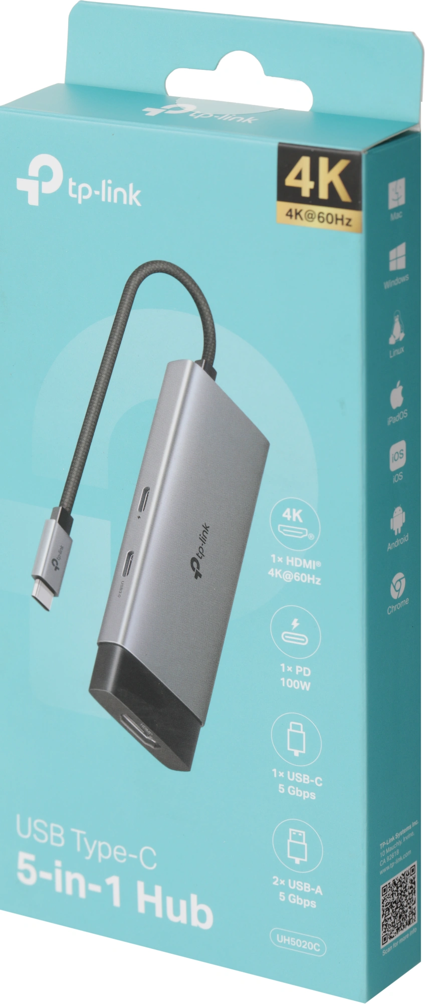 Разветвитель USB-C TP-Link UH5020C 2порт. серый — миниатюра 12