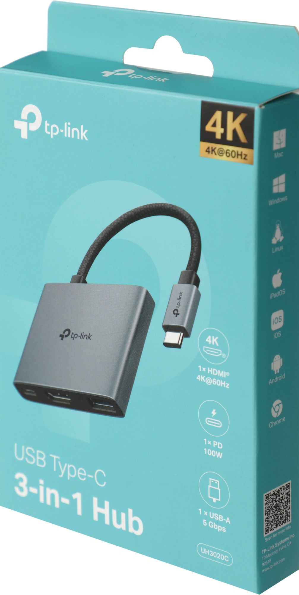 Разветвитель USB-C TP-Link UH3020C 1порт. серый — миниатюра 9