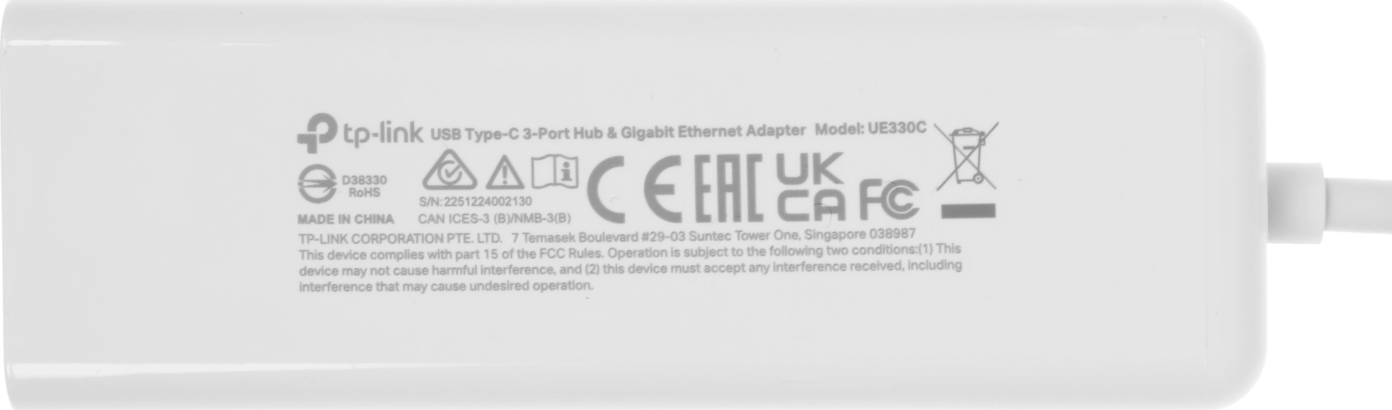 Сетевой адаптер Gigabit Ethernet TP-Link UE330C USB Type-C — миниатюра 3
