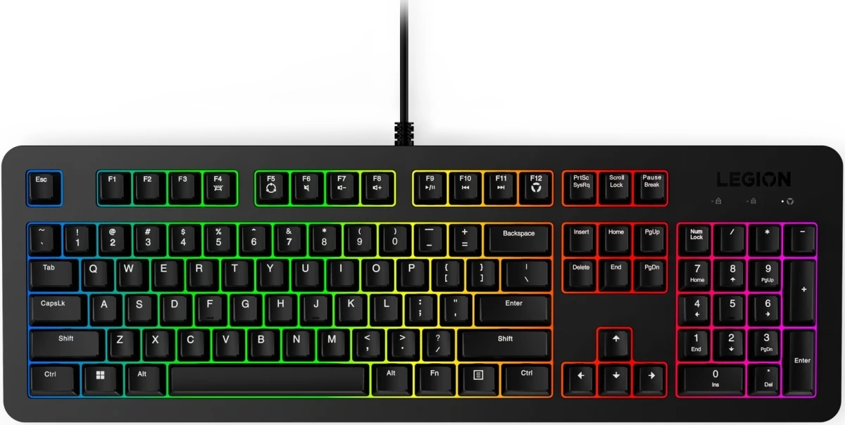Клавиатура Lenovo K310 RGB черный USB for gamer LED (GY41N91872) кабель 1.8м — фото 1