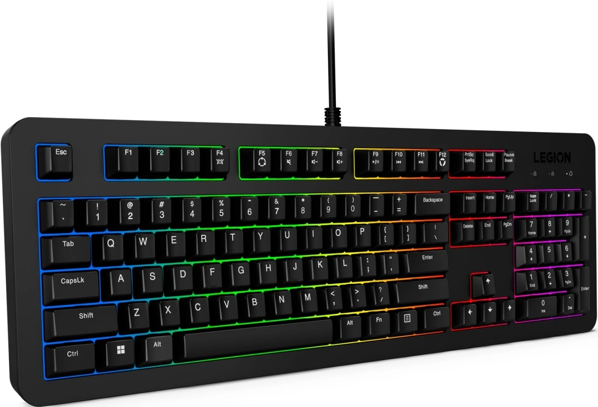 Клавиатура Lenovo K310 RGB черный USB for gamer LED (GY41N91872) кабель 1.8м — миниатюра 8