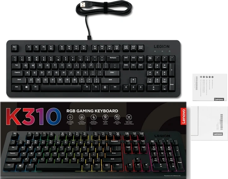 Клавиатура Lenovo K310 RGB черный USB for gamer LED (GY41N91872) кабель 1.8м — миниатюра 10