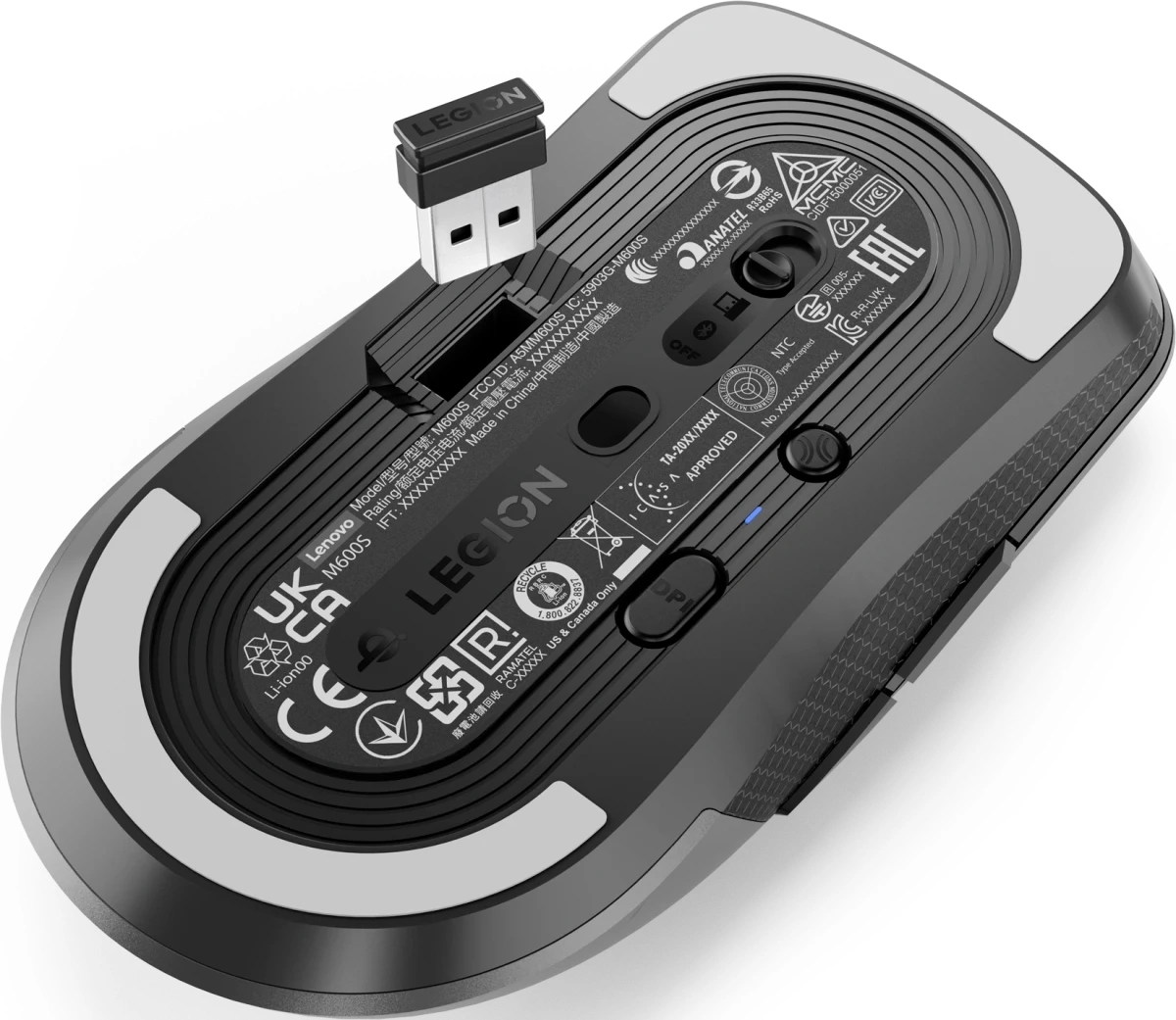 Мышь Lenovo Legion M600s Qi Wireless Gaming темно-серый оптическая 19000dpi беспров. BT/Radio USB 5but (GY51H47355) — миниатюра 14