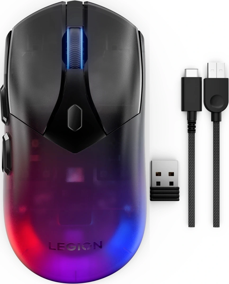 Мышь Lenovo Legion M410 Wireless RGB Gaming черный оптическая 16000dpi беспров. BT/Radio USB 5but (GY51P83012) — миниатюра 12