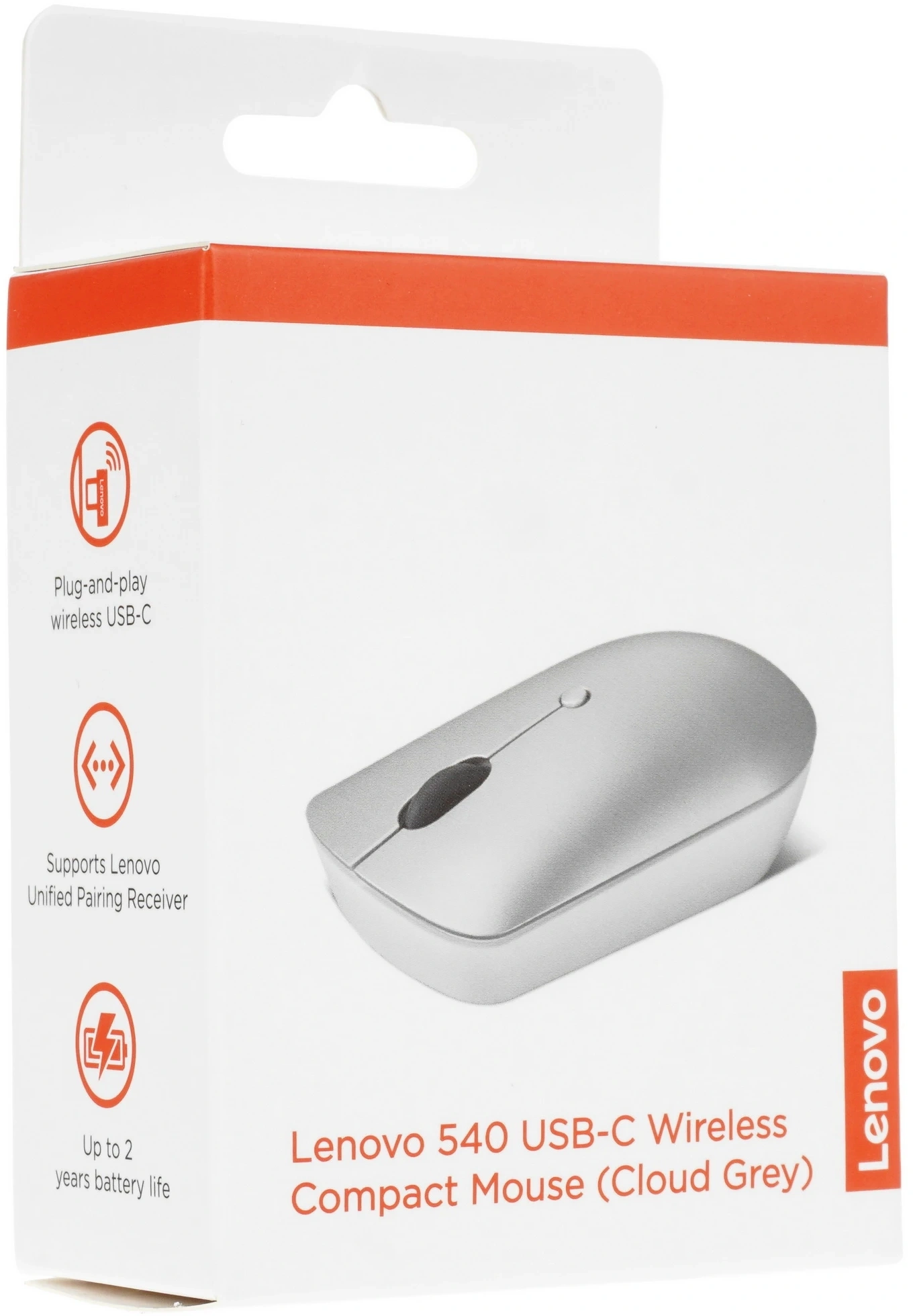 Мышь Lenovo 540 USB-C Wireless Compact светло-серый оптическая 2400dpi беспров. USB-C для ноутбука 3but (GY51D20869) — миниатюра 8