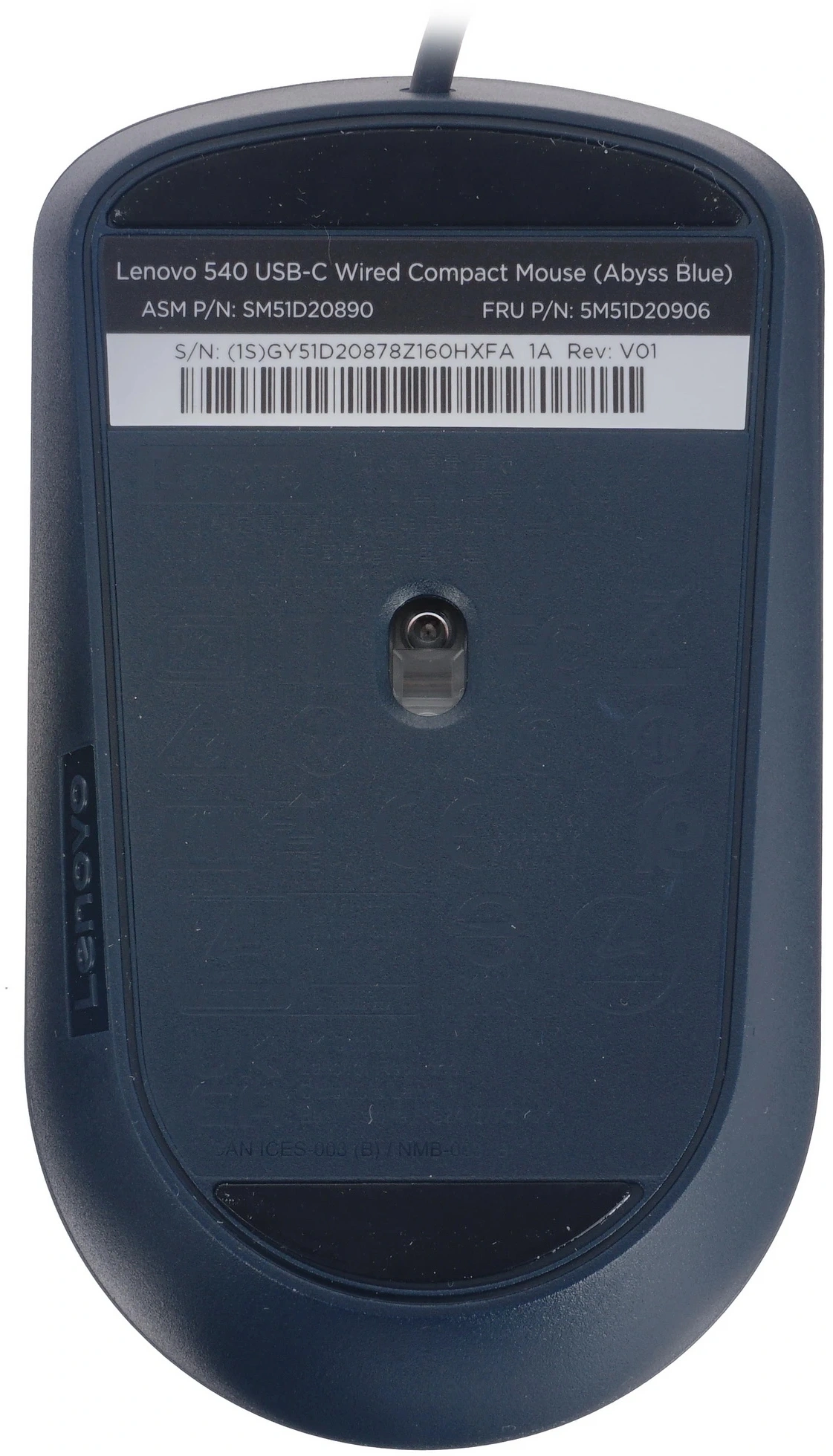 Мышь Lenovo 540 синий оптическая 2400dpi USB 3but (GY51D20878) — миниатюра 5