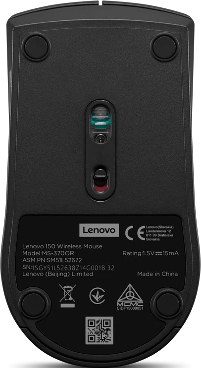 Мышь Lenovo 150 Wireless черный оптическая 1000dpi беспров. USB 2but (GY51L52638) — миниатюра 6
