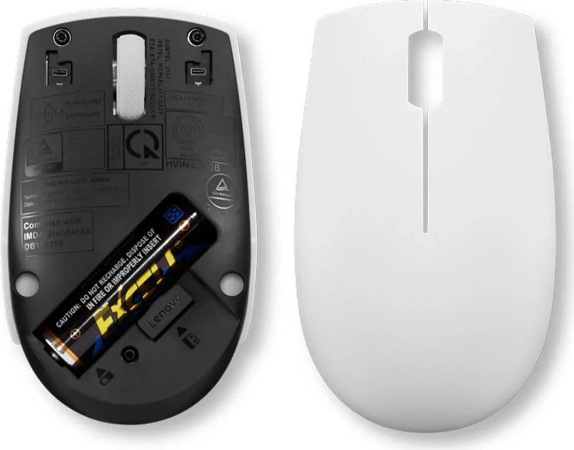 Мышь Lenovo 300 Wireless Compact светло-серый оптическая 1000dpi беспров. USB 2but (GY51L15677) — миниатюра 6