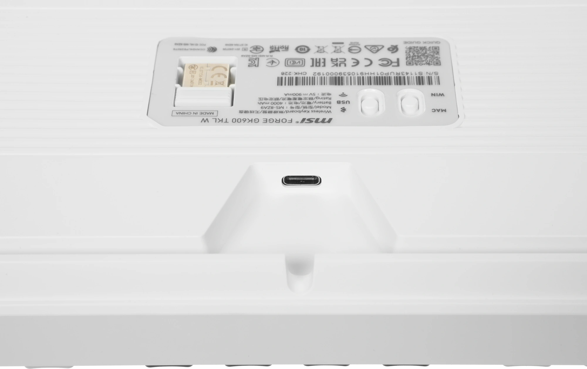 Клавиатура MSI GK600 механическая белый/синий USB беспроводная BT/Radio Multimedia for gamer LED (S11-43RUP01-HH9) кабель 1.8м — миниатюра 10