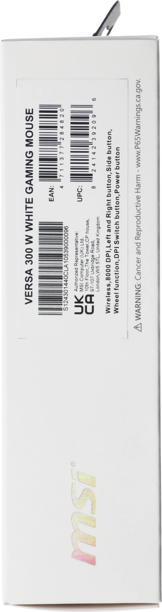 Мышь MSI VERSA 300 W MS-8ZBD белый оптическая 8000dpi беспров. BT/Radio USB 5but (S12-4301440-CLA) — миниатюра 6