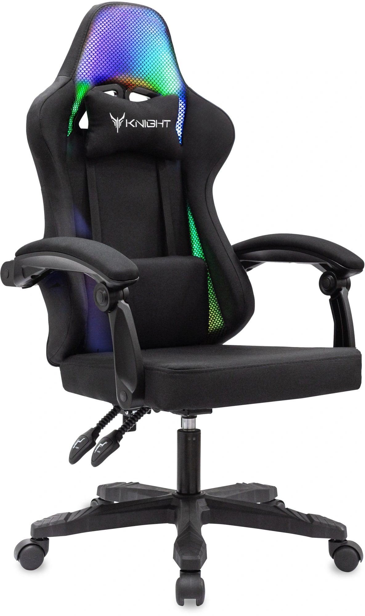 Кресло игровое Knight Wolf RGB черный с подголов. крестов. пластик пластик черный — фото 1