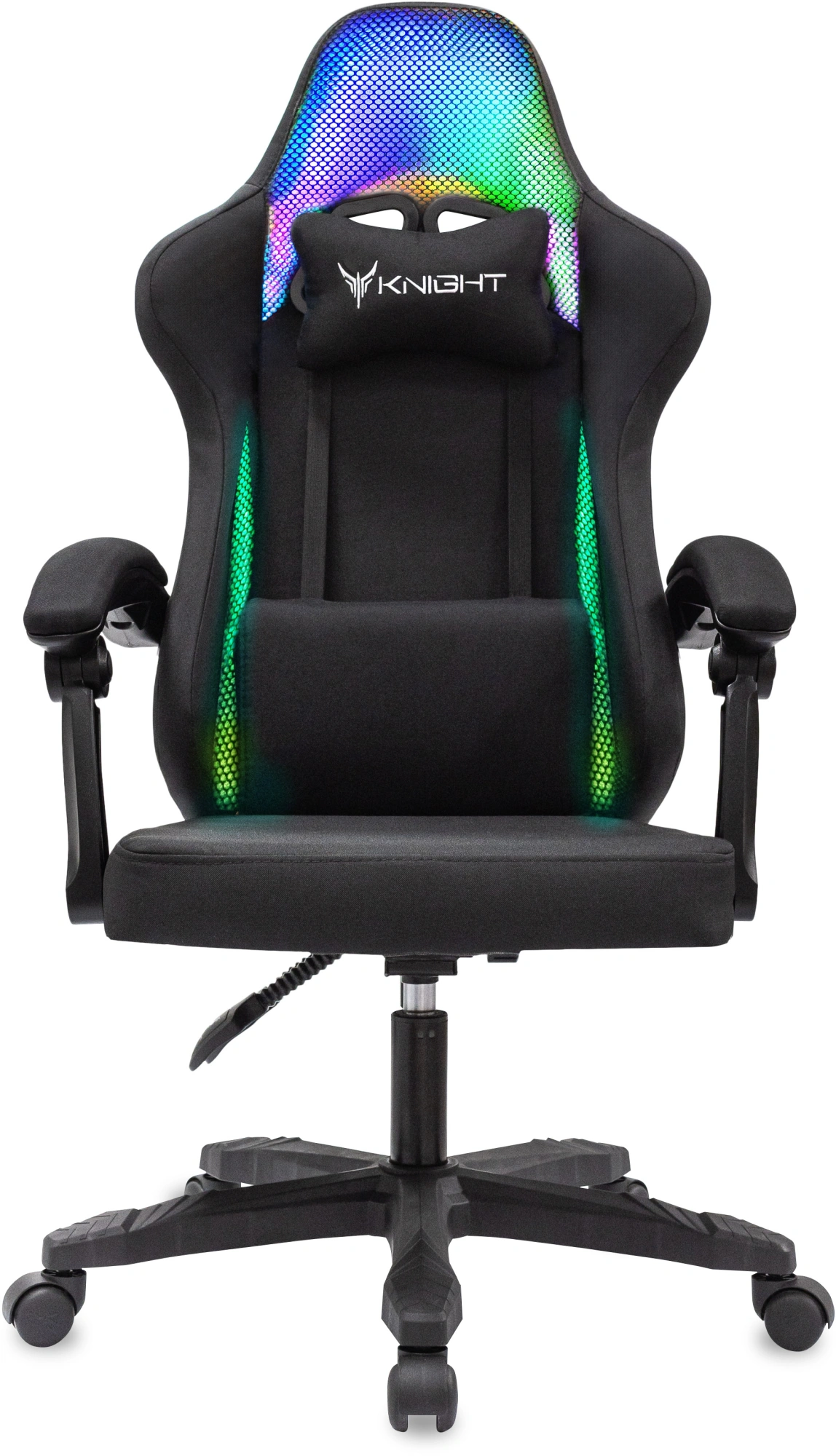 Кресло игровое Knight Wolf RGB черный с подголов. крестов. пластик пластик черный — миниатюра 2