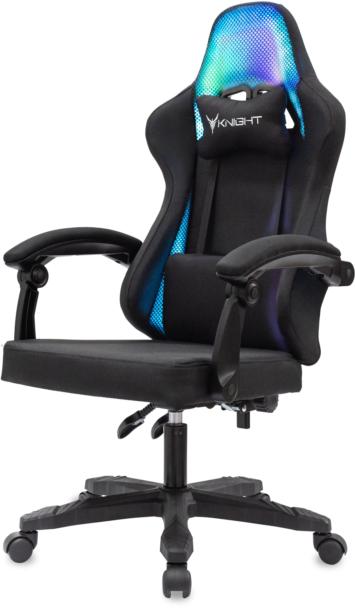 Кресло игровое Knight Wolf RGB черный с подголов. крестов. пластик пластик черный — миниатюра 3