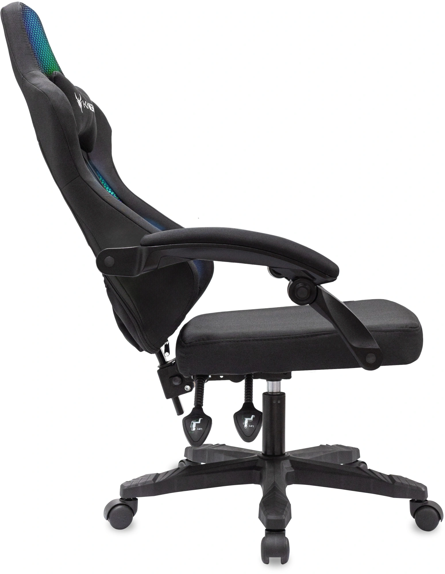 Кресло игровое Knight Wolf RGB черный с подголов. крестов. пластик пластик черный — миниатюра 6